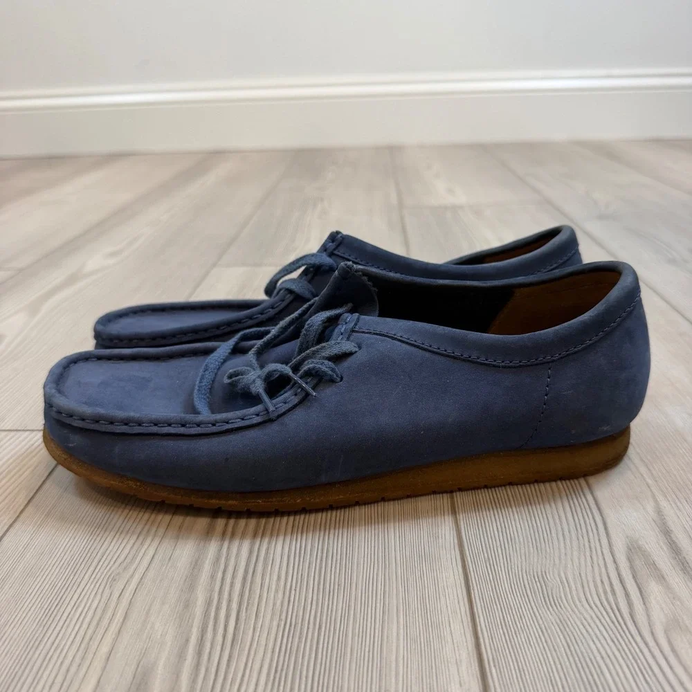 Clarks Originals Wallabees Mens 9 Navy Blue Nubuck Leather Moccasin 261225827080